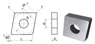 Пластина CNMA - 120412 К20 ромбическая(80) dвн=5мм (05123) гладкая