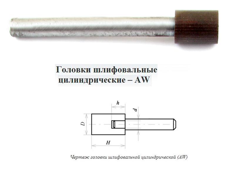 Головка алмазная цилиндрическая d12,0х 6х12х80мм AW(ГЦ) SSD-2(АС4) 160/125 100% В2-01 с хвостовиком "CNIC"