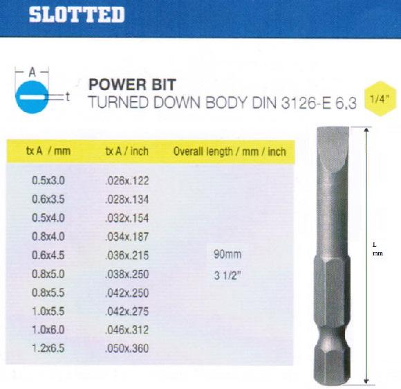 Биты шлицевые SL 6,0х1,0х 90мм CrV DIN3126 хвостовик Е1/4 "CNIC" в упаковке 10 шт.