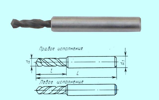 Сверло d  4,4х16х56 ц/х ВК8 цельное стальной ут. хв. dхв. 7,0 ГОСТ17273