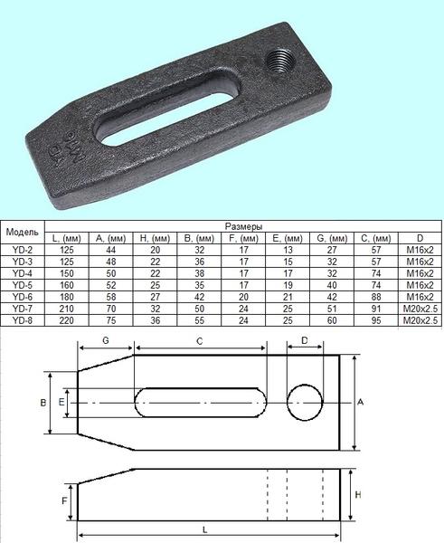 Прихват плоский 19 155х54х23мм М18 литой (YD-5) "CNIC"