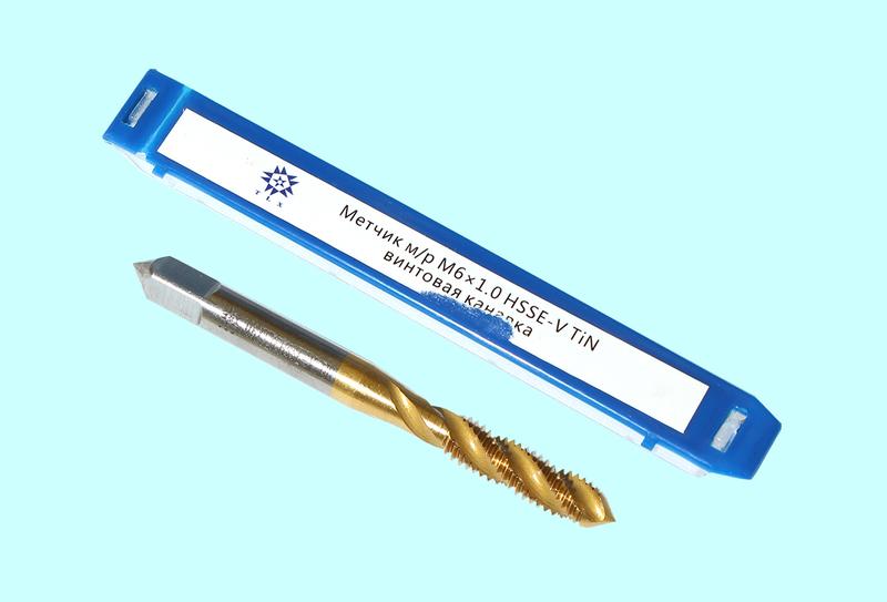 Метчик М 6,0 (1,0) м/р.HSSЕ-V (GV3) винтовая канавка, покрытие TiN ISO 529 "TLX"