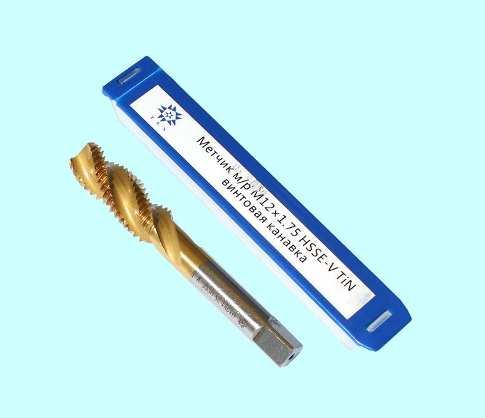Метчик М12,0 (1,75) м/р.HSSЕ-V (GV3) винтовая канавка, покрытие TiN ISO 529 "TLX"