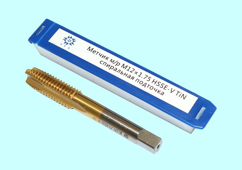 Метчик М12,0 (1,75) м/р.HSSЕ-V (GV3) спиральная подточка, покрытие TiN ISO 529 "TLX"